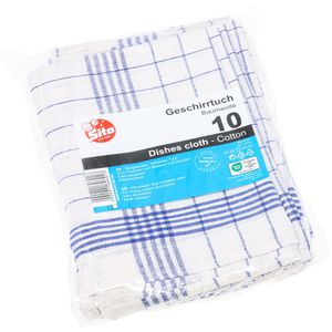 Sito Geschirrtuch 50 x 70 cm, 100% Baumwolle, weiß-blau, kariert, 10 Stück