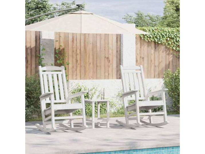 TUERYAFEK Schaukelstuhl 3 pcs Weiß Polyethylen Wetterfest, Ergonomische Armlehnen, Modernes Design, Für Garten Terrasse