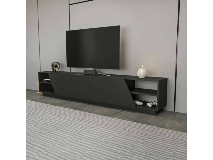 Meuble TV Dpazienz - Dmora - Mélamine - Anthracite 240x45.5h47.4 cm