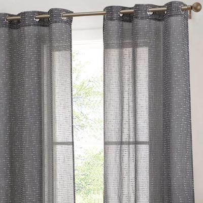 HLC.ME Emily Faux Linen Semi Sheer Light Filtering Transparent Grommet Lightweight Window Curtains Drapery Panels, 2 Panels