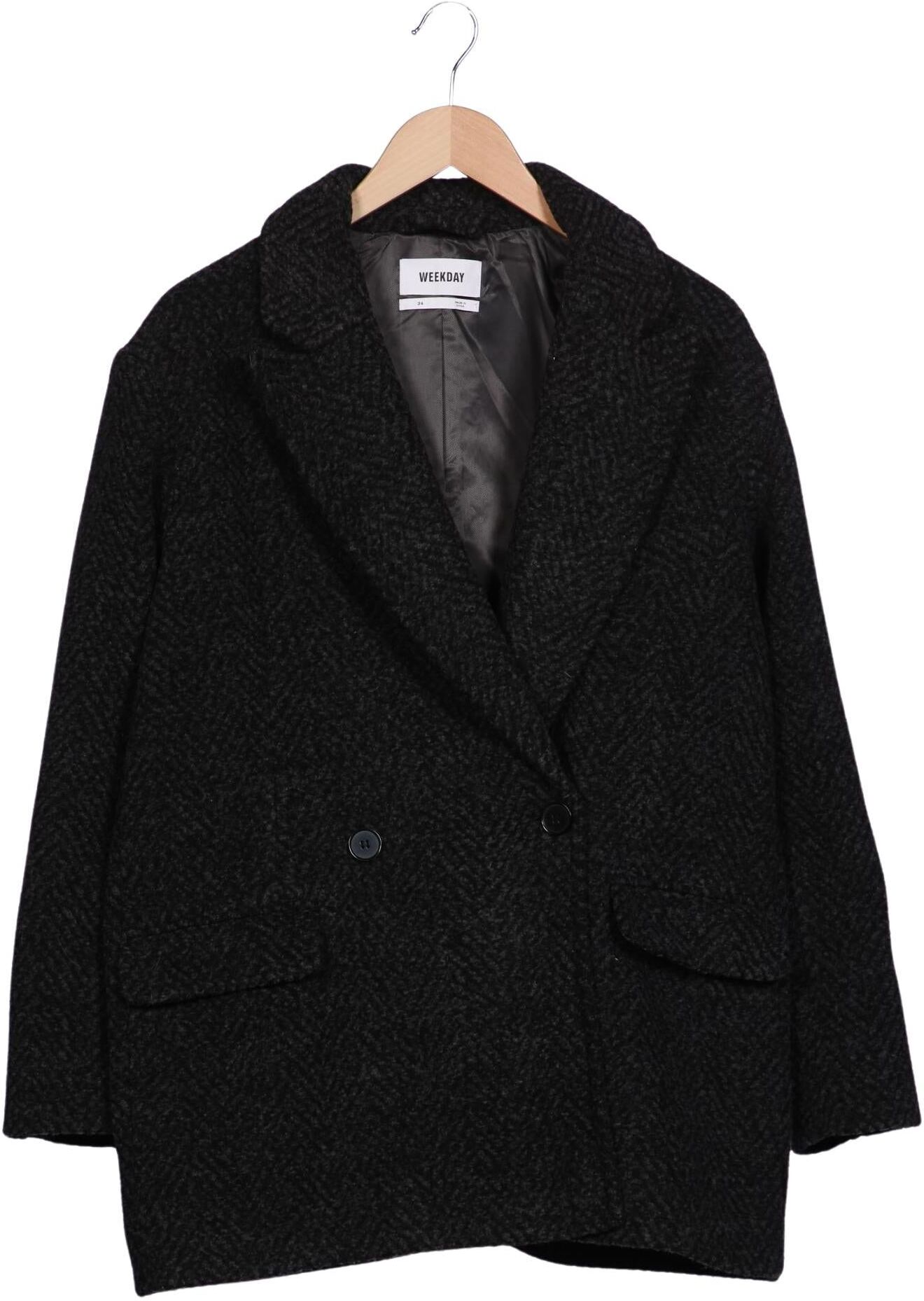 Weekday Damen Mantel, Schwarz, Gr. EU 34, Synthetik / Wolle - Second Hand