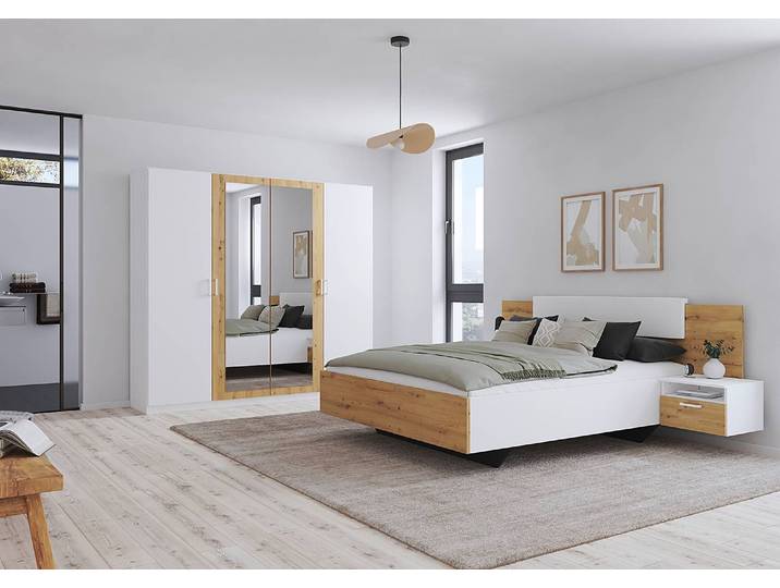 Armoire Miro avec miroir 181cm Blanc/Imitation chêne Artisan/Blanc alpin