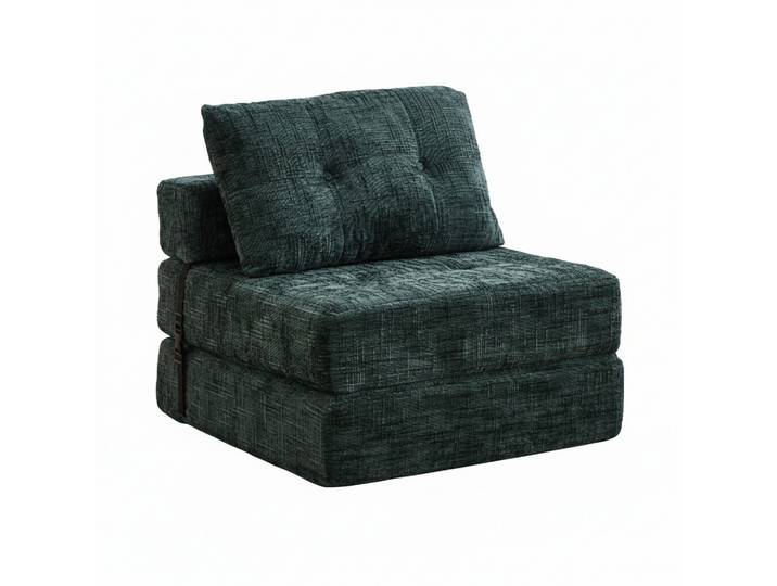 KLAPPBARER Chenille-Sessel mit Kissen, 79 x 79 x 57 cm, Grün