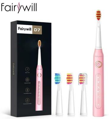 Uplift Essentials Electric Sonic Toothbrush Rechargeable Waterproof With Replacement Heads pink
