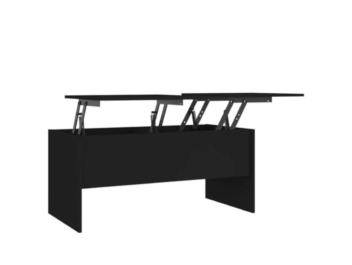 KGFHERENB Couchtisch Schwarz 102x50,5 cm Höhenverstellbar Holzwerkstoff Höhenverstellbare Tischplatte für das Wohnzimmer mit zwei versteckten Fächern für Zeitungen und Bücher.