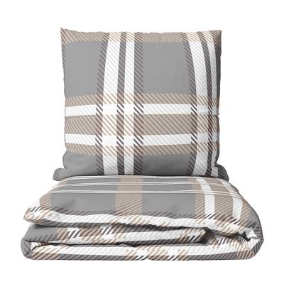 Leonado Vicenti Bettwäsche 155x220 cm Fleece Grau Beige Kariert Winter warm