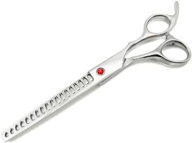 Uplift Essentials 7 Inch Precision Grooming Shears Curved Chunking & Thinning Scissors For Dogs & Cats thinning (45 Teeth)