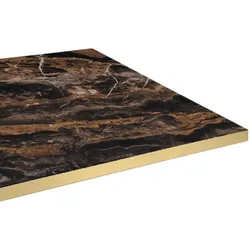 Restootab - Tischplatte 120x70 Dekor berbre Capuccino Kanten messingfarben