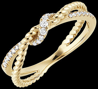 Edenly FraÃ®cheur Ring - Goldene Schleife - 9 Karat Gelbgold mit Diamanten