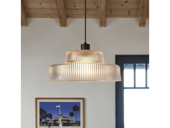 Suspension Lorenzo transparente/noire Ø 35 cm - COREP SAS - Salon / séjour - Moderne - Verre - Avec abat-jour