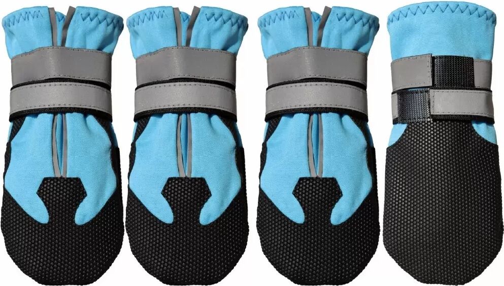INF Haustier-Outdoor-Schuhe 4er-Pack – Rutschfeste Spandex-Hundeschuhe mit verstellbarem Gummi und Klettverschluss, XL Blau