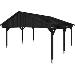Skan Holz Fichtelberg - Satteldach Doppelcarport Breite 423 cm Gr. 1 - 618 x 566 cm Dachlattung anthrazit Holzcarport
