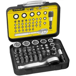 Stanley, Bits, 1/4" BitSatz, 25mm, mit MiniUmschaltknarre und Steckschlüsseln, 39teilig