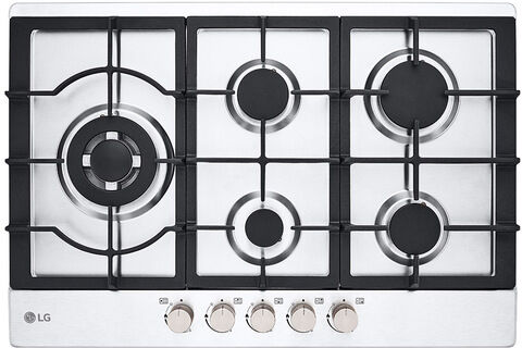 LG CBGZ3016S Piano cottura a gas 75cm, 11,5kW, 5 bruciatori, Griglie in ghisa, Piatto inox
