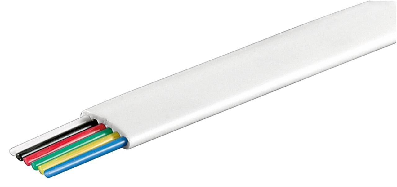 Goobay telefoonkabel plat, 6-aderig, wit, 100 meter