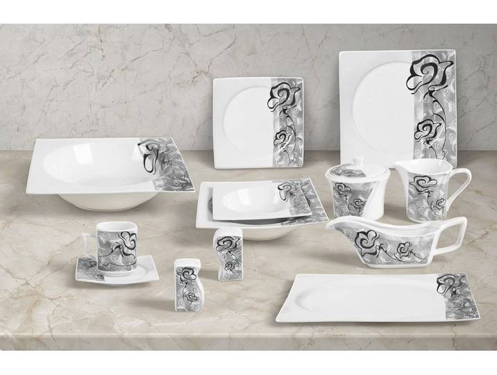 Tullip Kombiservice (43-tlg), 6 Personen, Tafel- und Kaffeeservice Geschirr-Set German Design