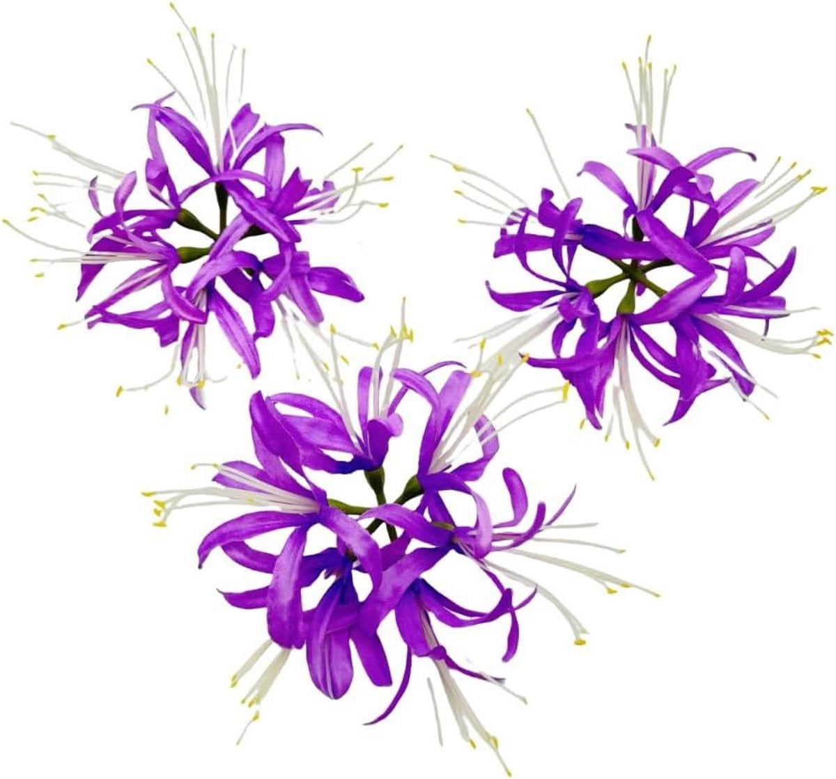 Set van 3 realistische paarse zijden nepbloemen voor decoratie