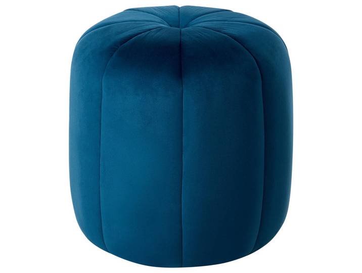 Beliani Pouf Samtstoff Blau Selby, Rund, 40x46x40 cm, Wohnzimmer, Sessel, Hocker & Hockerbänke, Poufs