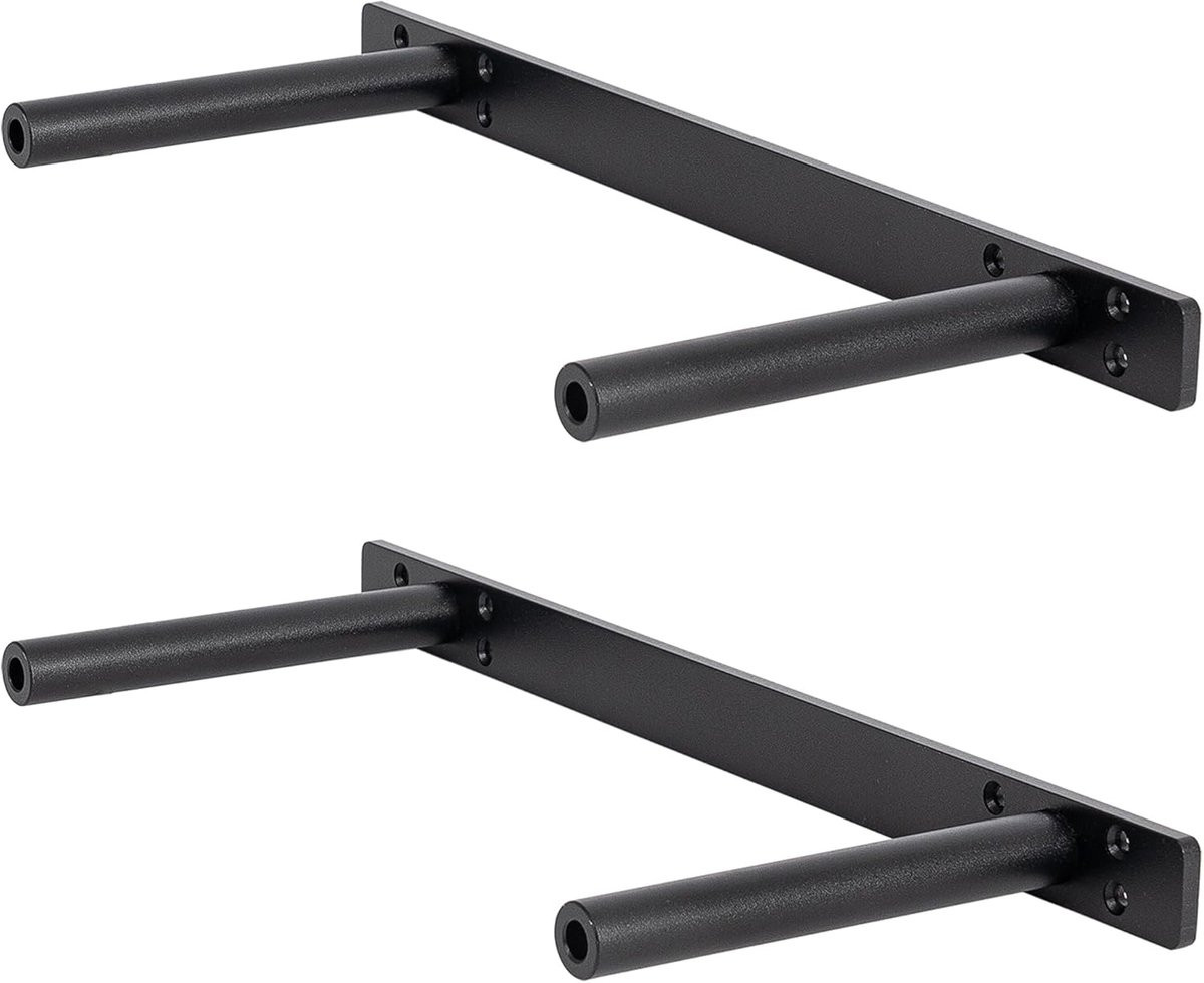 Zwevende Plankbeugel Mat Zwart - Onzichtbare Steunen - 16 Inch Diep
