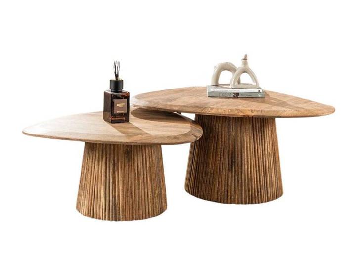 LEVEN Lifestyle Couchtisch 2´er Set RON aus Mangoholz dreieckige Form (2-St., 2´er Set)
