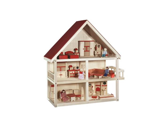 roba® Puppenhaus Villa Bunt, 3-stöckig, inkl. Möbel und Puppen