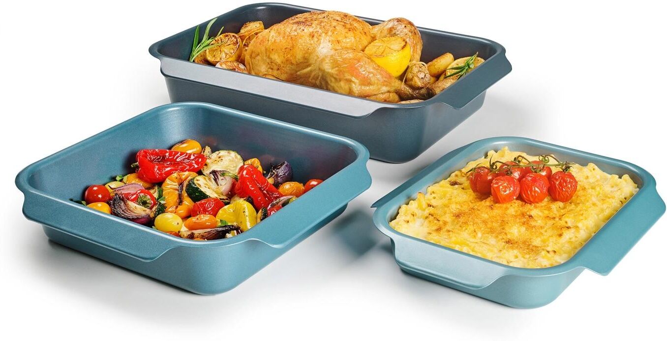 Backform JOSEPH JOSEPH "Nest Oven 3er Set", blau, Stahl, Küchenformen, Backform blau Einheitsgröße