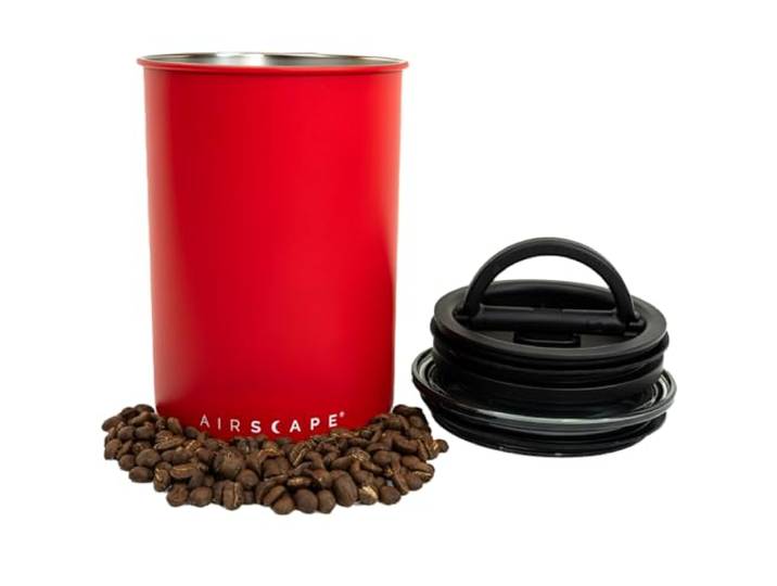 Planetary Design Airscape roestvrijstalen koffiecontainer, voedselopslagcontainer, VS gepatenteerd luchtdicht deksel, overtollige lucht eruit om versheid van voedsel te behouden (M, mat rood)