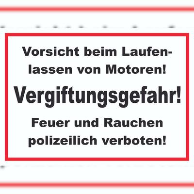 HB-Druck Vorsicht beim laufen lassen von Motoren Schild A0 (841x1189mm)