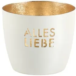 Madras Windlicht Alles Liebe M weiß/gold