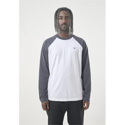 Langarmshirt CLEPTOMANICX "Longsleeve Ligull College", Herren, Gr. XL, grau, 100% Baumwolle, bestickt, normal, Rundhals, Shirts Langarmshirt, mit lockerem Schnitt