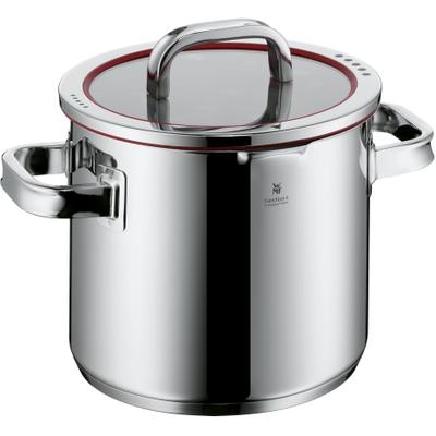 Gemüsetopf WMF "Function 4, Induktionstopf spülmaschinengeeignet", rot (edelstahlfarben), B:21,9 H:23cm L:29,6 Ø:20cm, Töpfe, Gemüsetopf, wärmereduzierende Griffe, mit 4 Abgießfunktionen, Innenskalierung