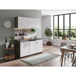 Respekta Küchenzeile KB150EYW 150 cm Weiß-Eiche York Nachbildung