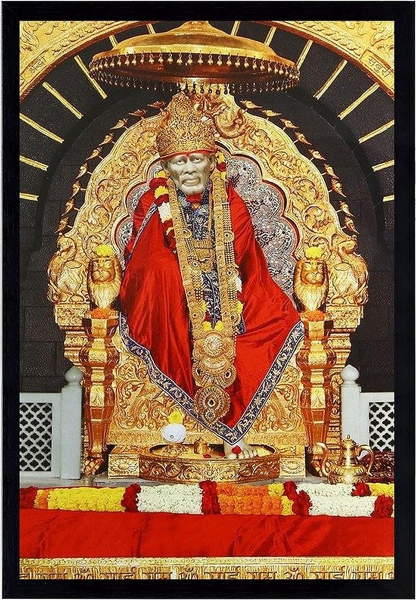Fotolijst Shirdi Sai Baba voor wanddecoratie of tafel - Acrylglas - 34,3 x 24,1 cm