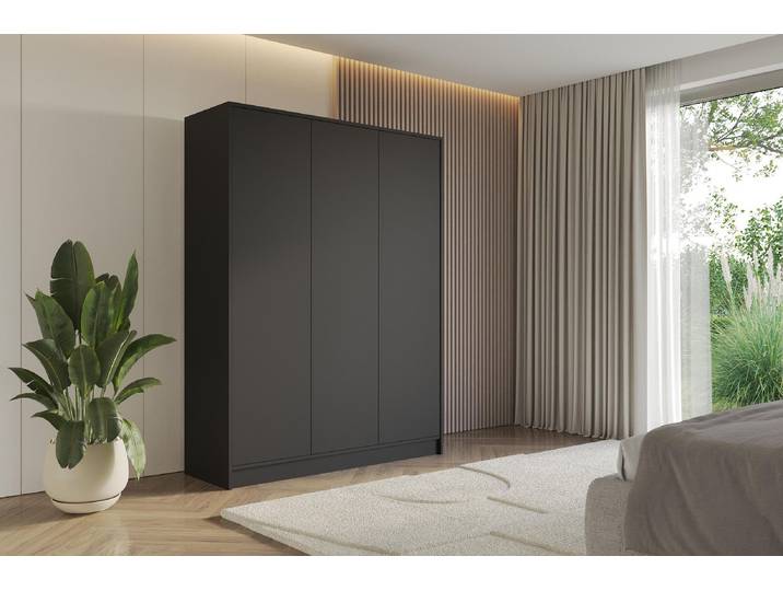 ALTDECOR Kleiderschrank GELE - 150x200x51 Schwarz Schrank Garderobenschrank Mehrzweckschrank mit modernen glatte Fronten