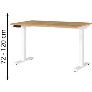 Germania Schreibtisch Jet, 7907-552, eiche / weiß, elektrisch höhenverstellbar, 120 x 72-120 x 80 cm