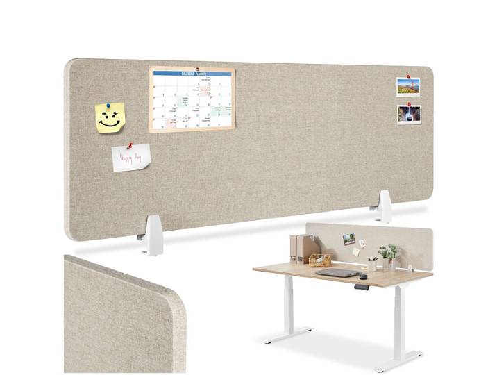 Schreibtisch Trennwand Noisy mit abgerundeten Ecken - 160 x 40 cm, beige