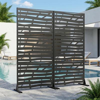 Dovelina Metal Privacy Screen Fence Panel with Stylish Pattern Set of 2