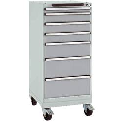 Manuflex SP1133.9006 Schubfachschrank BASETEC mobil, Nutzhöhe 900 mm mit 7 Schubfächern, in alusilber ähnlich RAL 9006