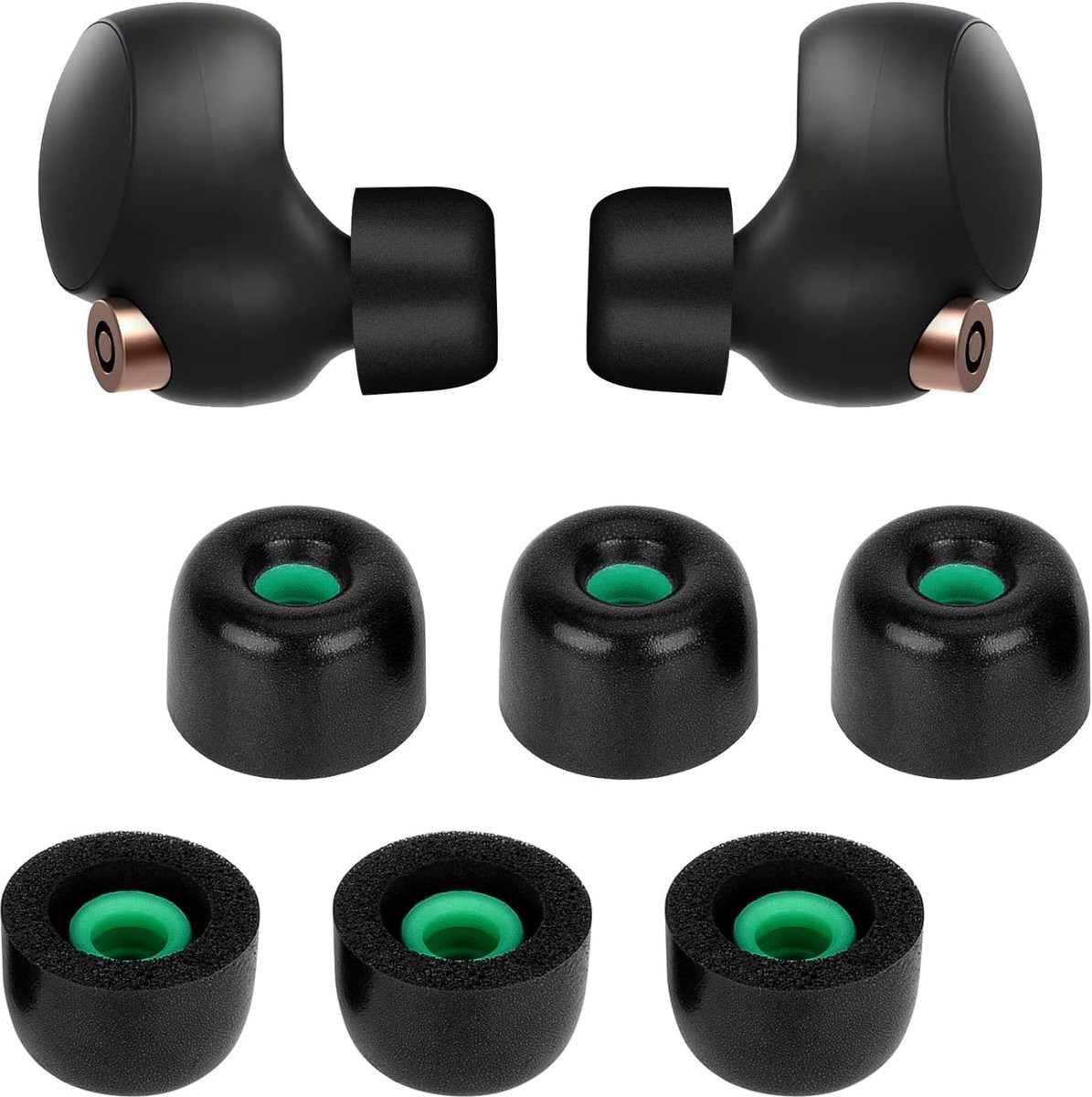 3 paar vervangende in-ear oordopjes compatibel met Sony WF-1000XM4, zwart, maat M