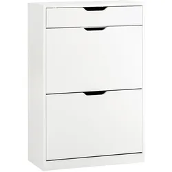 SCHUHSCHRANK mit 2 Klappen und 1 Schublade, Weiß 60x90x30cm