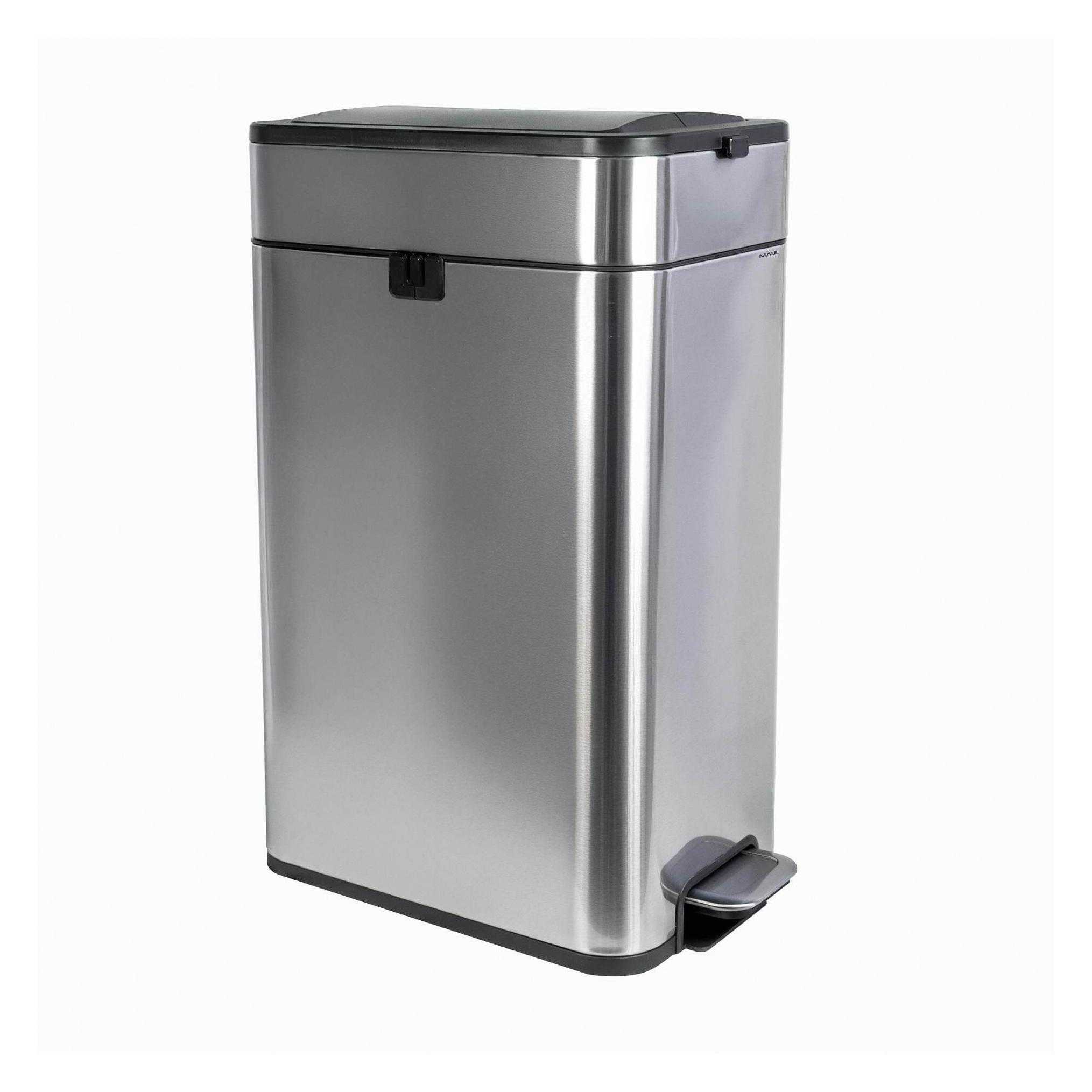 Maul Tret-Abfallbehälter MAULwing 40l Edelstahl Doppeldeckel (40 l) (9504094)