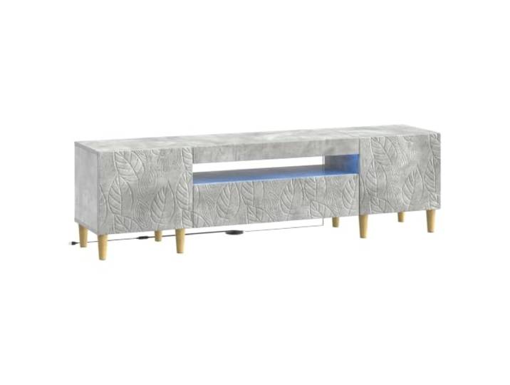 TV-Schrank aus Holz, betongrau, schlankes Design Flexible LED-Leuchten, 90 ° umkehrbare Anschlüsse, großer Stauraum, feuchtigkeitsbeständig, moderner Stil