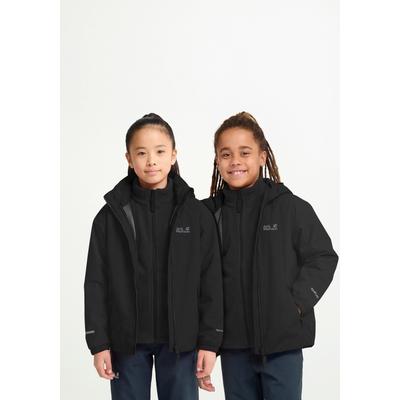 3-in-1-Funktionsjacke JACK WOLFSKIN "ICELAND 3IN1 JKT K", Jungen, Gr. 116, schwarz, Obermaterial: 100% Polyester. Futter: 100% Polyester. Innenfutter: 100% Polyester. Innenjacke: 100% Polyester, Jacken, Langarm-Design, aus Polyester, in Größen von...