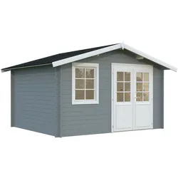 Palmako Gartenhaus Klara 10,4 m2 - 28 mm Grau hellgrau/weiß