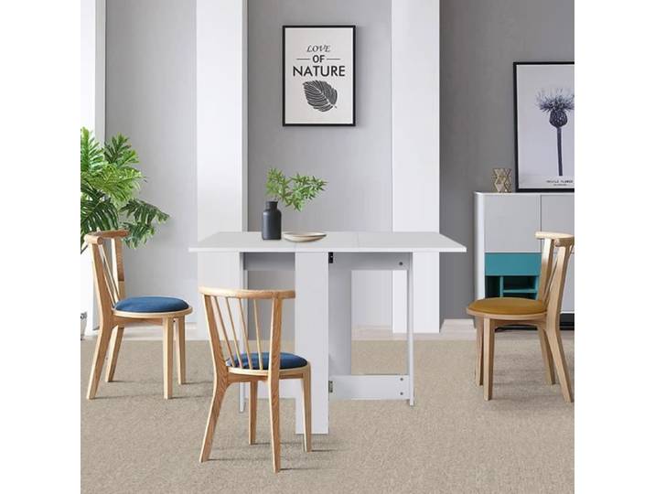Table à manger pliante - Style contemporain - Blanc - 103 x 76 x 73 4 cm