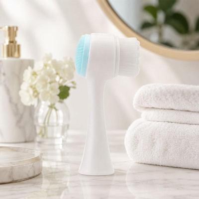 United Double Sided Silicone Facial Cleansing Brush Soft Face Scrubber Deep Pore Cleanser Massage Tool blue White