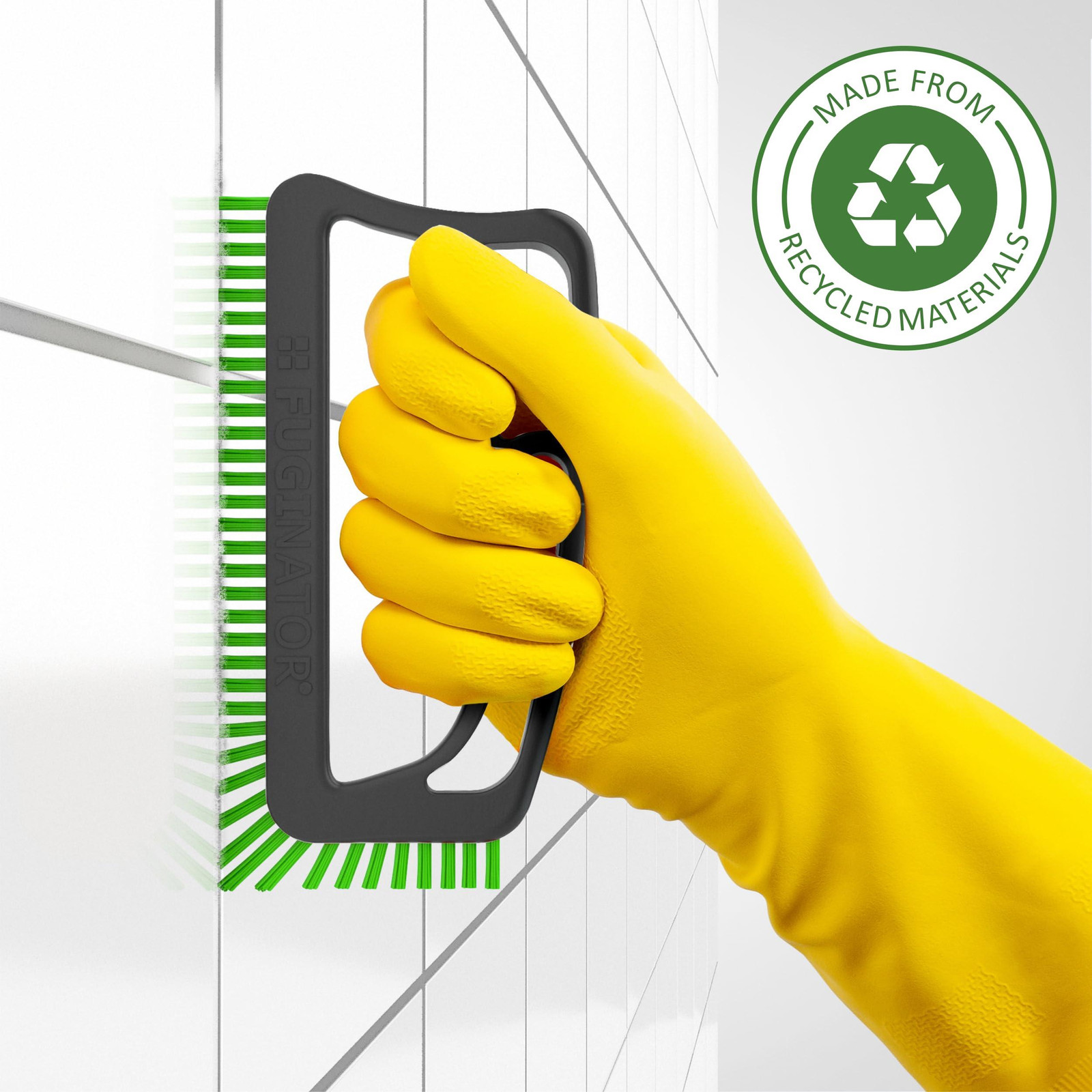 Merkloze reinigingsborstel voor voegen en tegels, grijs/groen, geschikt voor badkamer en keuken