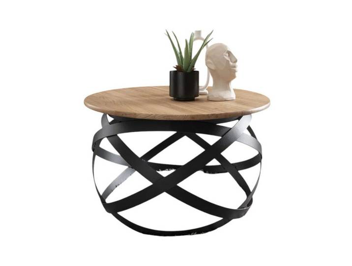 Main Möbel Couchtisch Couchtisch 70cm 'Lissabon' Wildeiche Stahl schwarz