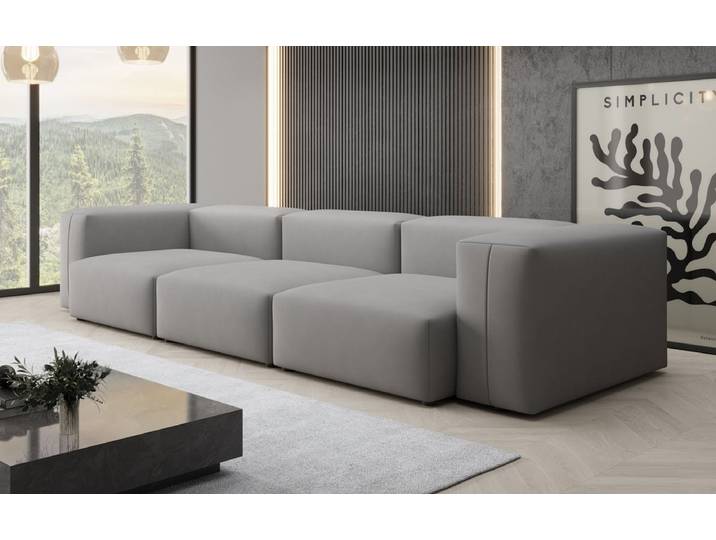 Designer 3 Sitzer Sofa Snug in Stoff - Grau - Stoff - Luxusbetten24