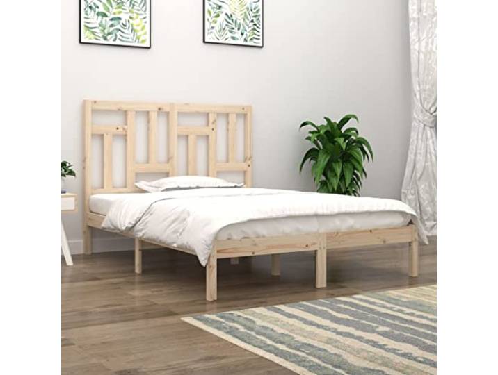MBDRKVGF Massivholzbett 140x200 cm aus Kiefernholz, Stabiler Bettrahmen ohne Matratze für Schlafzimmer